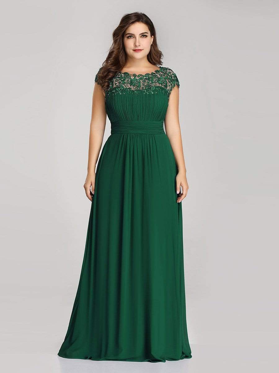 MsDresslyEP Plus Formal Dress Plus Size Elegant Maxi Long Lace Cap Sleeve Bridesmaid Dress DRE230973633DGV16