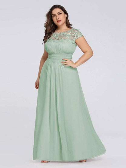 MsDresslyEP Plus Formal Dress Plus Size Elegant Maxi Long Lace Cap Sleeve Bridesmaid Dress DRE230973675MGT16