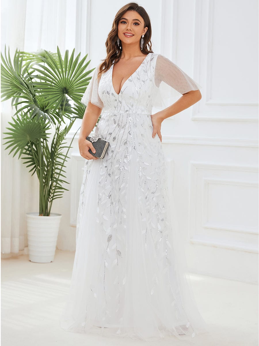 MsDresslyEP Plus Formal Dress Plus Size Floor Length Formal Evening Gowns for Weddings DRE230976757WHT16