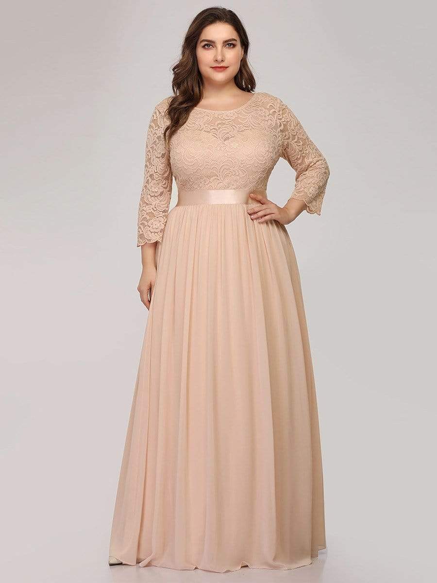 MsDresslyEP Plus Formal Dress Plus Size Long Lace Sleeve Formal Evening Gowns DRE230972331BSH16