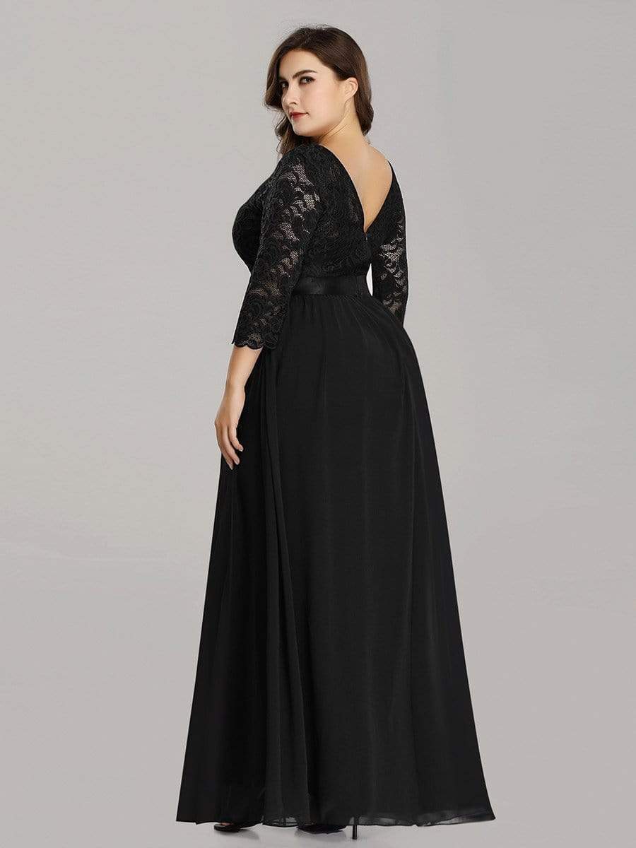 MsDresslyEP Plus Formal Dress Plus Size Long Lace Sleeve Formal Evening Gowns