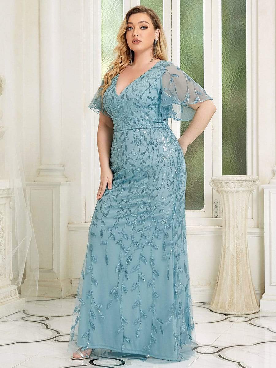 MsDresslyEP Plus Formal Dress Plus Size Long Mermaid Formal Dresses for Weddings