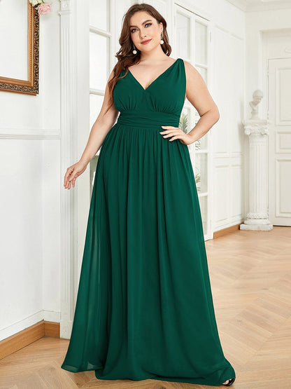 MsDresslyEP Plus Formal Dress Plus Size Sleeveless V-Neck Chiffon Semi Formal Maxi Dress DRE230975307DGV16