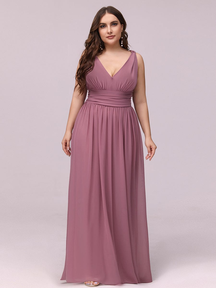 MsDresslyEP Plus Formal Dress Plus Size Sleeveless V-Neck Chiffon Semi Formal Maxi Dress DRE230975343POH16