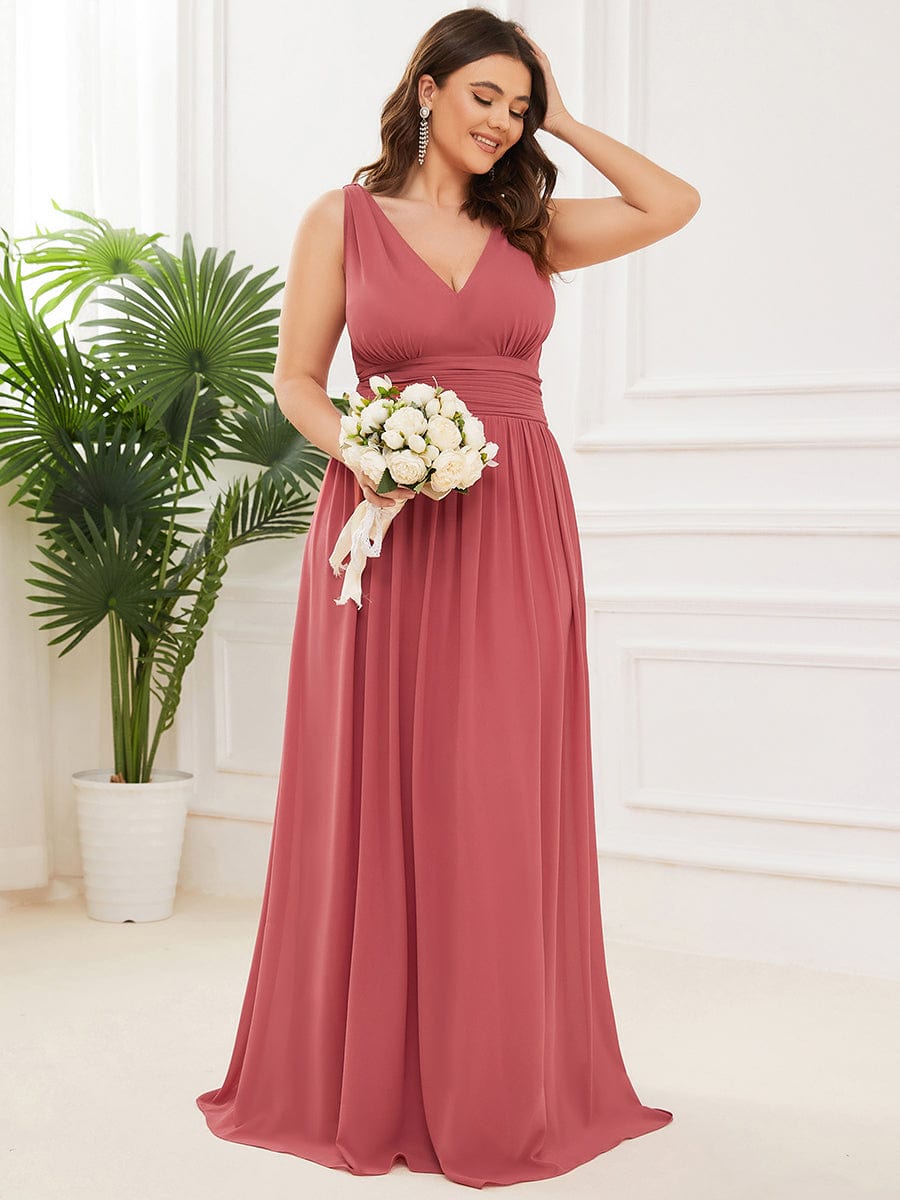 MsDresslyEP Plus Formal Dress Plus Size Sleeveless V-Neck Chiffon Semi Formal Maxi Dress DRE230975355CBN16