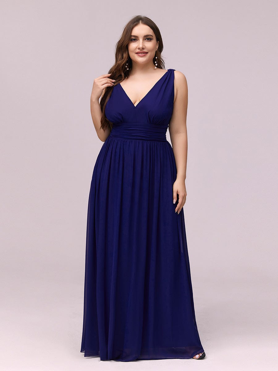MsDresslyEP Plus Formal Dress Plus Size Sleeveless V-Neck Chiffon Semi Formal Maxi Dress DRE230975361NBY16