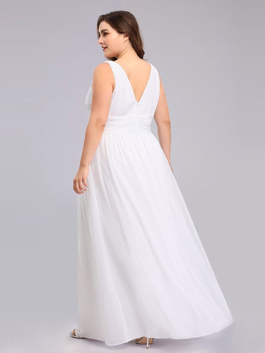 MsDresslyEP Plus Formal Dress Plus Size Sleeveless V-Neck Chiffon Semi Formal Maxi Dress