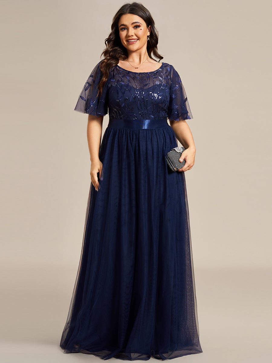 MsDresslyEP Plus Formal Dress Plus Size Women's Embroidery Evening Dresses with Short Sleeve DRE230970141NBY16
