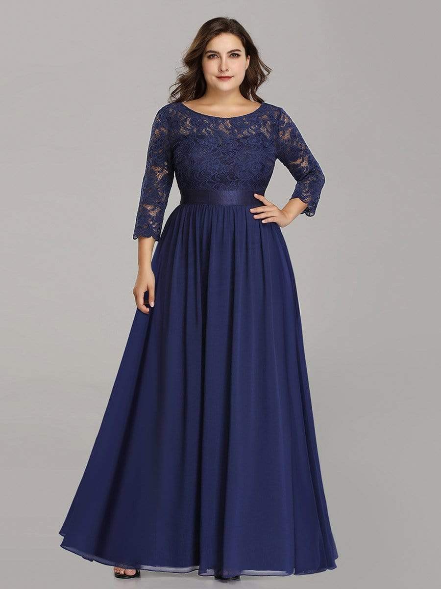 MsDresslyEP Plus Formal Dress Simple Plus Size Lace Evening Dress with Half Sleeves DRE230974813NBY16