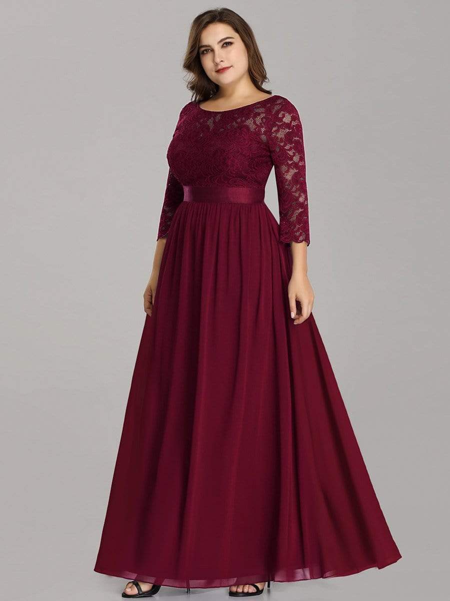 MsDresslyEP Plus Formal Dress Simple Plus Size Lace Evening Dress with Half Sleeves DRE230974819BDG16