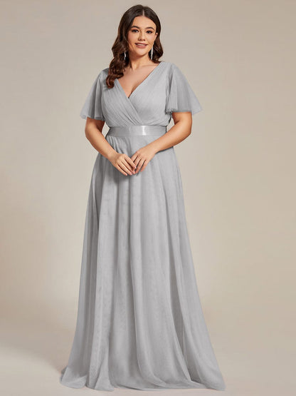 MsDresslyEP Plus Formal Dress Women's Floor-Length Plus Size Formal Bridesmaid Dress with Short Sleeve DRE230970743GRE16