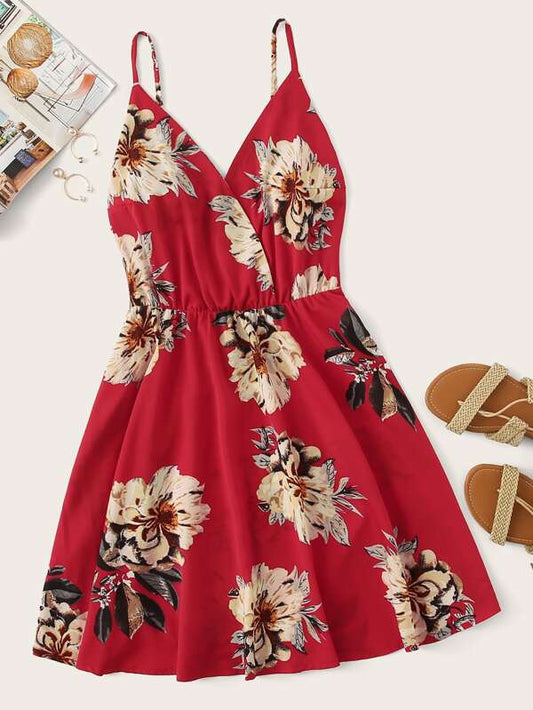 Plus Large Floral Print Cami Dress - LuckyFash™
