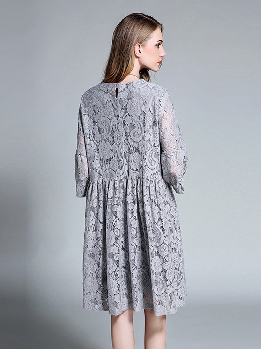 MsDressly Plus Midi Dresses Size Curve Dresses Temperament Lace Loose Midi Dress