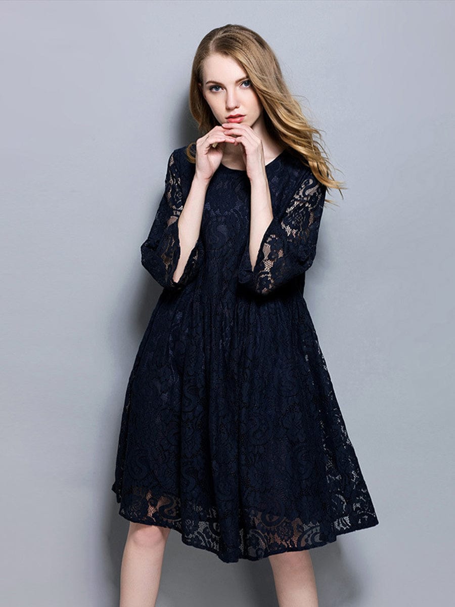 MsDressly Plus Midi Dresses Size Curve Dresses Temperament Lace Loose Midi Dress