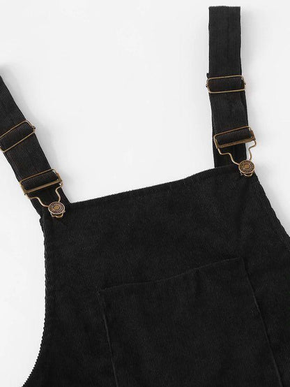 Plus Pocket Front Corduroy Pinafore Dress - LuckyFash™