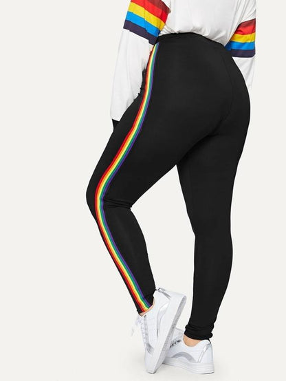 Plus Rainbow Striped Pants - LuckyFash™