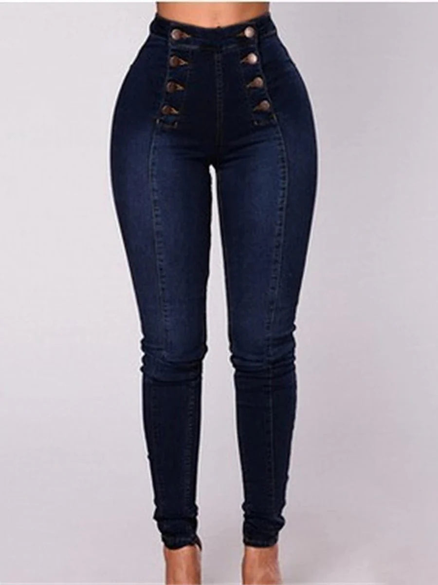 Plus Size High Waist Cotton Leggings Jeans for Women