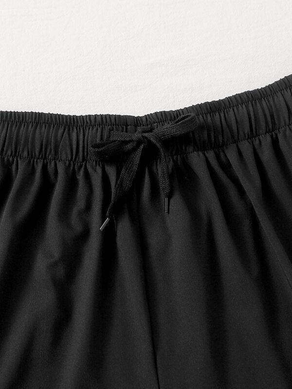 Plus Solid Drawstring Waist Track Shorts - LuckyFash™