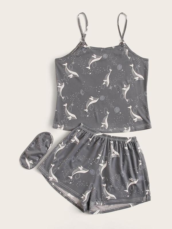 Plus Whale And Galaxy Cami PJ Set & Eye Cover - LuckyFash™