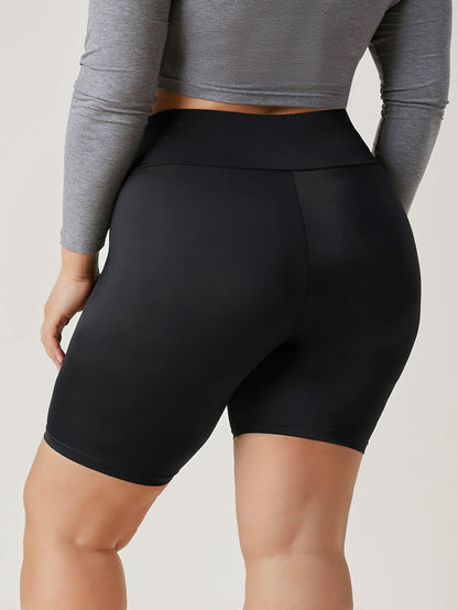 Plus Wide Waistband Biker Shorts - LuckyFash™