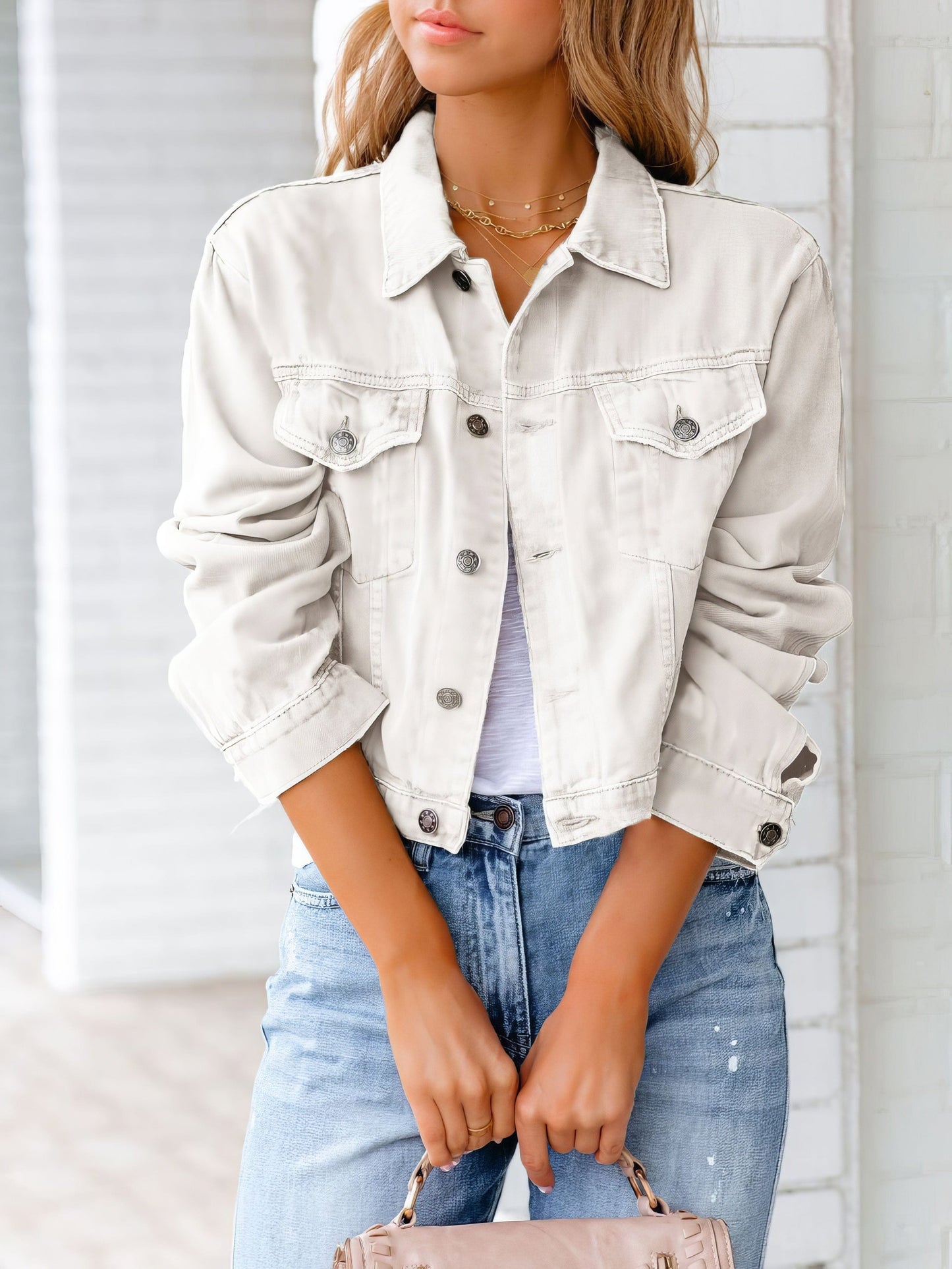 Pocket Long Sleeve Denim Jacket