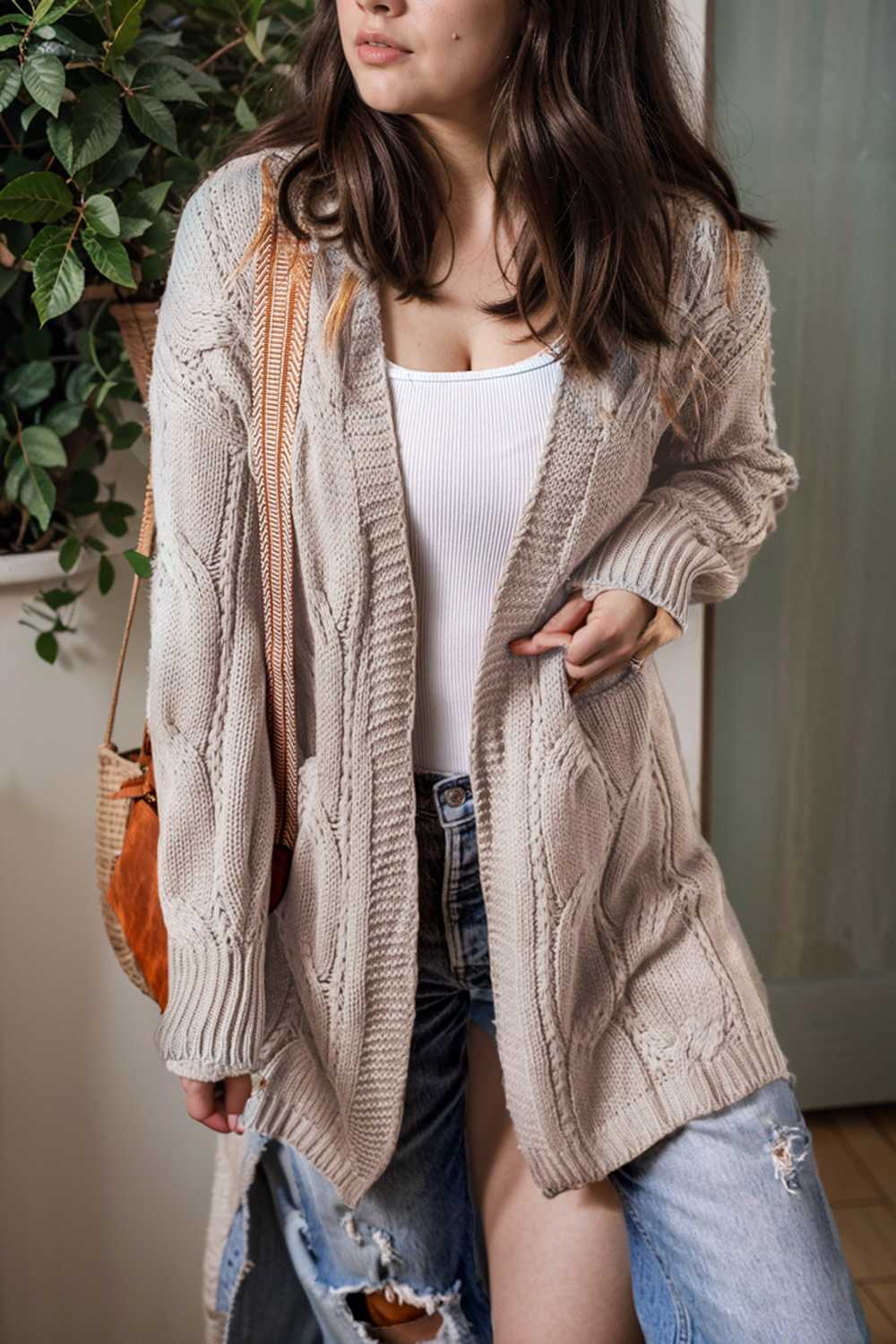 pocket twist long sweater cardigan 113547