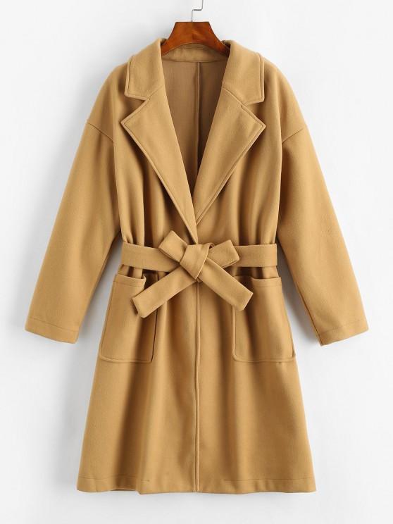 Pockets Belted Wool Blend Long Coat - LuckyFash™