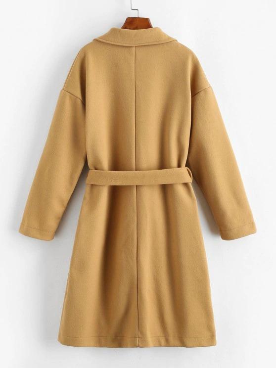 Pockets Belted Wool Blend Long Coat - LuckyFash™