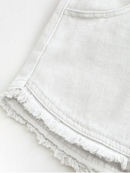 Pockets Frayed Hem Denim Cutoff Shorts - LuckyFash™