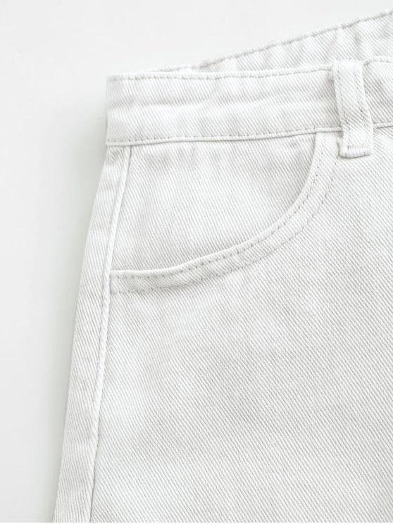 Pockets Frayed Hem Denim Cutoff Shorts - LuckyFash™