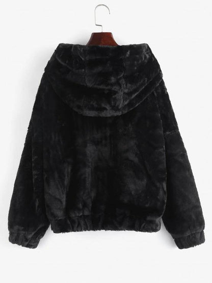 Pockets Fuzzy Faux Fur Hoodie Coat - LuckyFash™