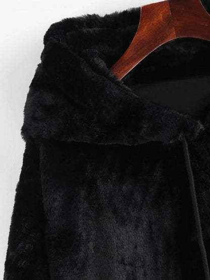 Pockets Fuzzy Faux Fur Hoodie Coat - LuckyFash™