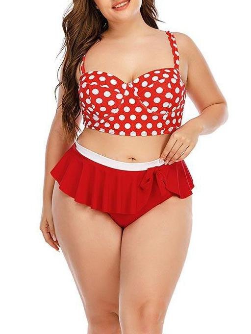 Polka Dot Gathered High-waisted Retro Two-piece Swimsuit - LuckyFash™