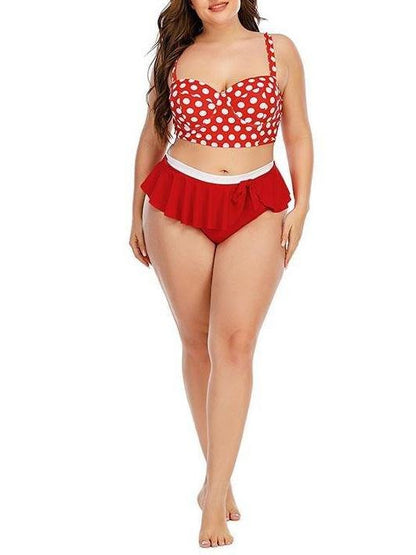 Polka Dot Gathered High-waisted Retro Two-piece Swimsuit - LuckyFash™