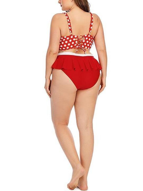 Polka Dot Gathered High-waisted Retro Two-piece Swimsuit - LuckyFash™