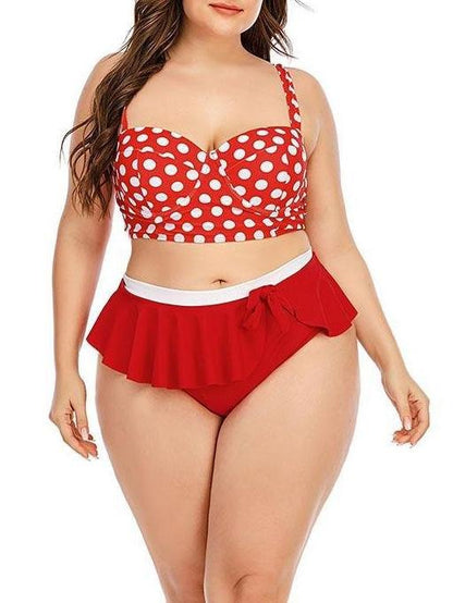 Polka Dot Gathered High-waisted Retro Two-piece Swimsuit for Women