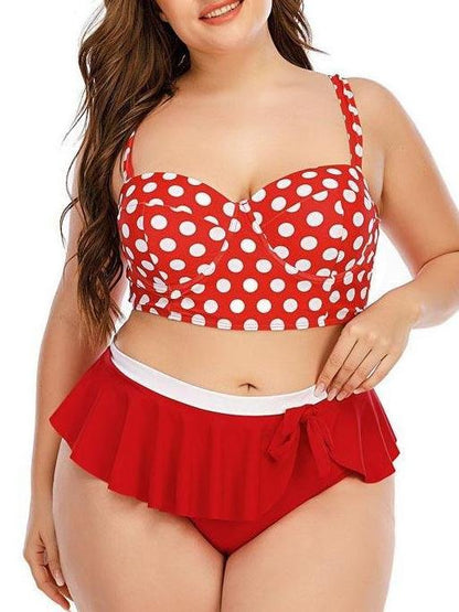 Polka Dot Gathered High-waisted Retro Two-piece Swimsuit - LuckyFash™