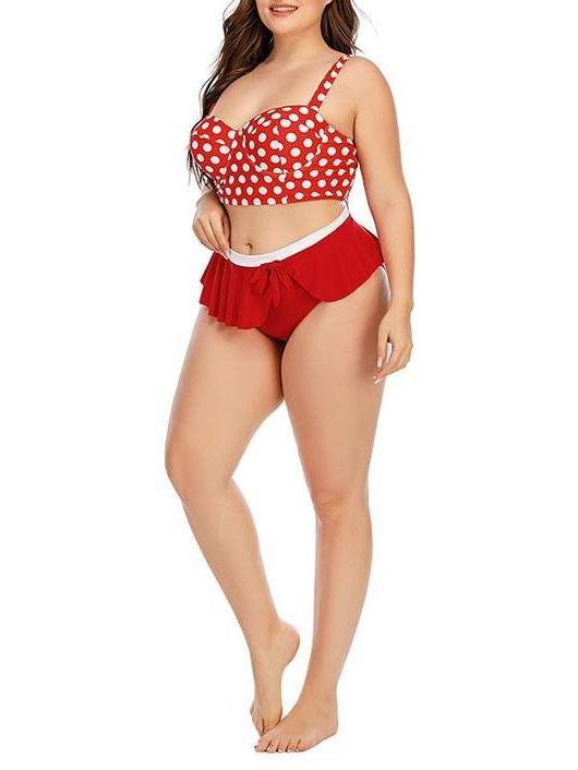 Polka Dot Gathered High-waisted Retro Two-piece Swimsuit - LuckyFash™