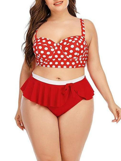 Polka Dot Gathered High-waisted Retro Two-piece Swimsuit - LuckyFash™