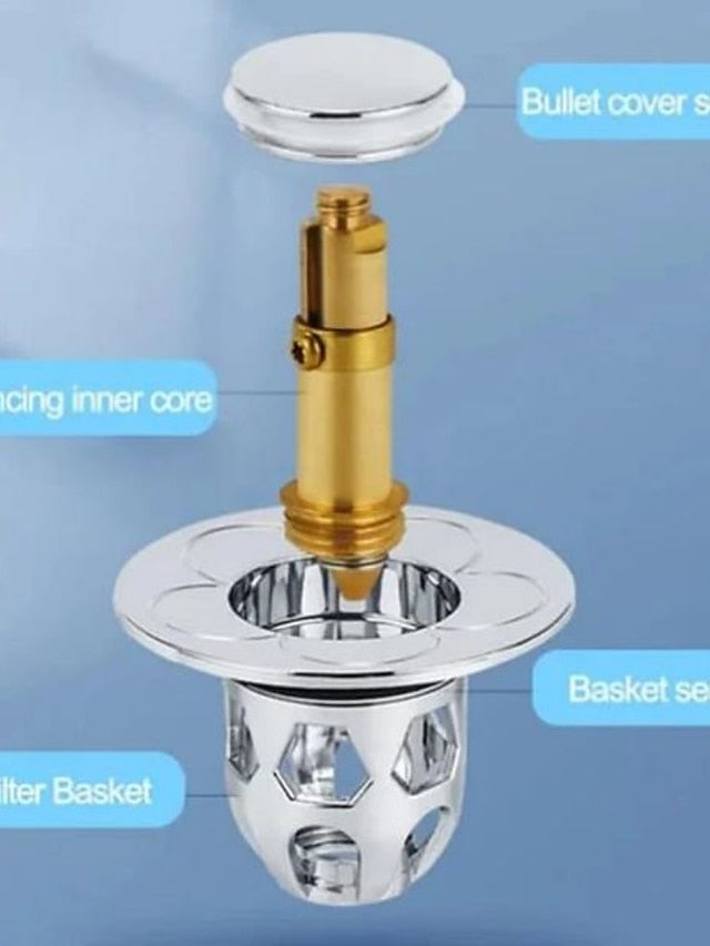 Bathroom&Kitchen Sink Stopper and Strainer Sink Drain Strainer Basket Replacement,Brass Body Metal Center Knob - LuckyFash™