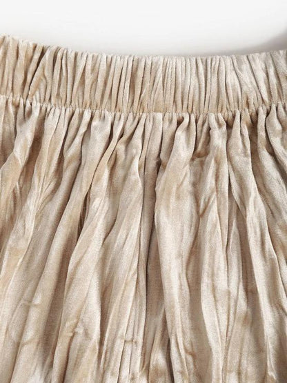 Pull On Velvet Long Pleated Skirt - LuckyFash™