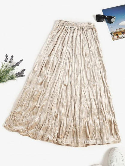 Pull On Velvet Long Pleated Skirt for Women