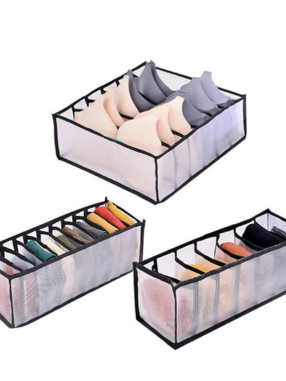 Storage Box 3pcs Folding Divider Storage Drawers For Underwear BRA Socks 6 7 11 Grade Bathroom Storage Containers