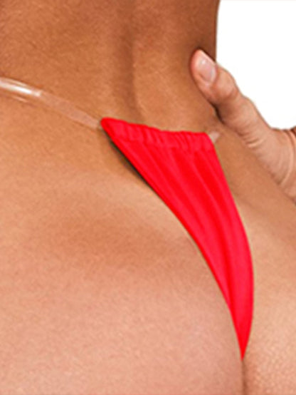 Thong Bikini Clear Straps Cheeky Brazilian Micro Thongs Bikinis Swimsuit for Women Sexy No Tan Line Bathing Suit - LuckyFash™