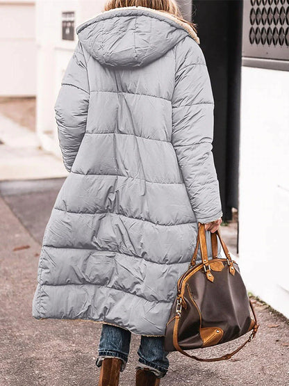 Women's Long Puffer Jacket Winter Fleece Parka  Reversible Thermal Warm Windproof Winter Coat Hooded Jackets Comtemporary Casual Street Style Jacket Long Sleeve Brown Black