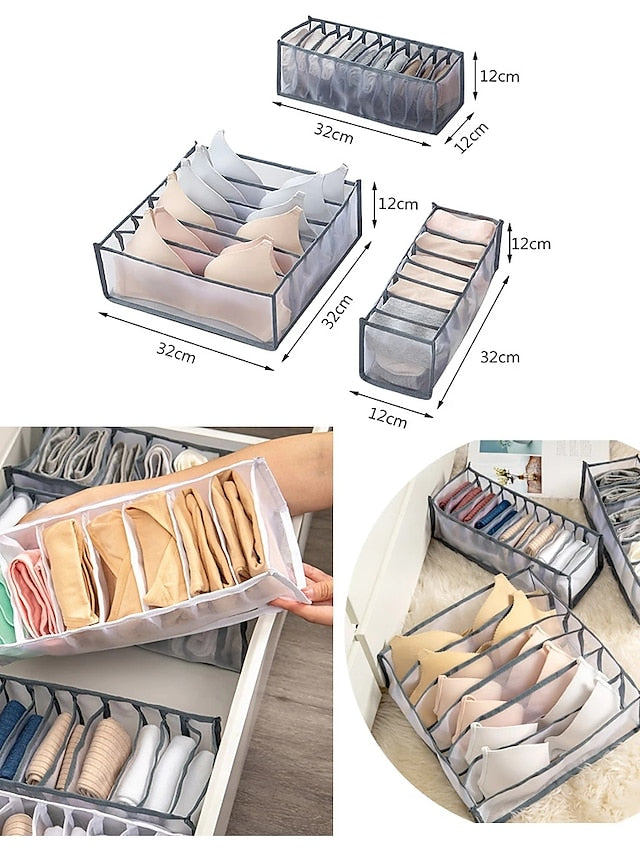 Storage Box 3pcs Folding Divider Storage Drawers For Underwear BRA Socks 6 7 11 Grade Bathroom Storage Containers - LuckyFash™