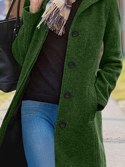Women's Winter Coat Overcoat Long Coat Single Breasted Trench Coat with Pockets Fall Warm Minimalism Loose Fit Oversized Outerwear Long Sleeve Fall Winter Green