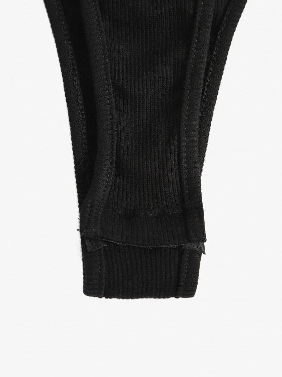 Quarter Zip Flap Detail Ribbed Bodysuit - LuckyFash™