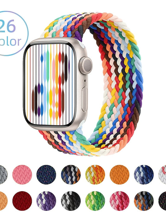 Solo Loop Strap Compatible with Apple iWatch 49mm 45mm 44mm 42mm 41mm 40mm 38mm Ultra SE Series 8 7 6 5 4 3 2 1 for Smart Watch Band Wristband Nylon Women Braided Stretchy Elastic Breathable