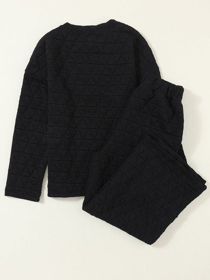 Quilted Black Pullover and Pants Set